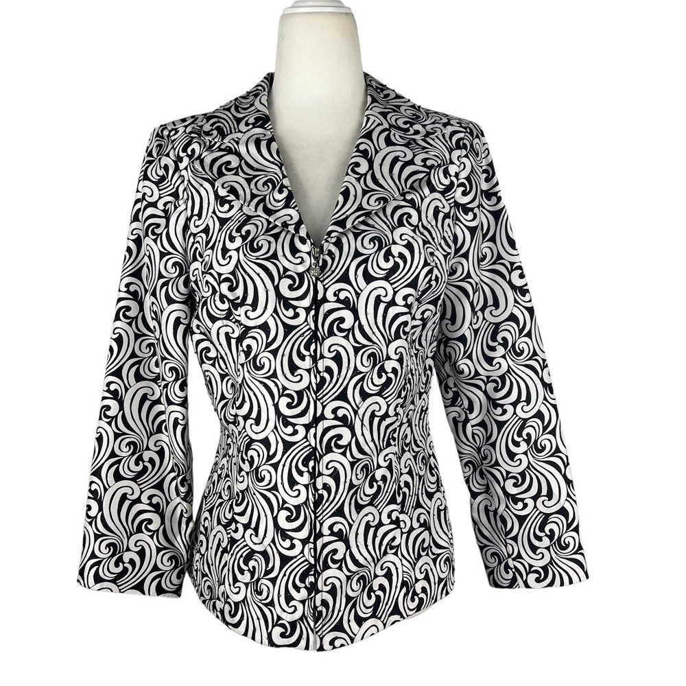 VICTOR COSTA WOMEN'S FULL‎ ZIP NOTCH LAPEL PAISLEY PRINT WOMEN'S JACKET